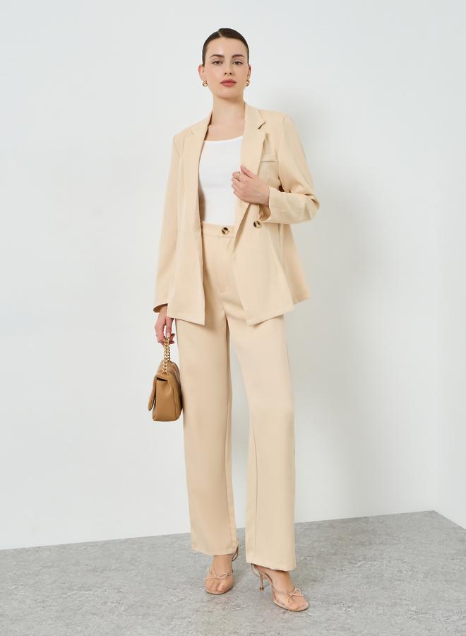 Styli Women Beige Blazer and Wide Leg Pants Co-Ords - Image 2